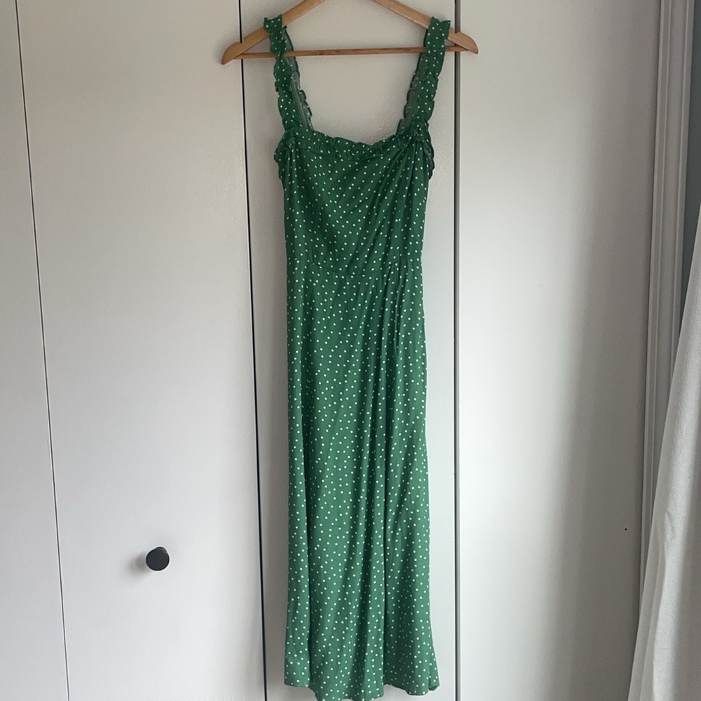 Reformation Green Midi Sundress with Spaghetti Straps